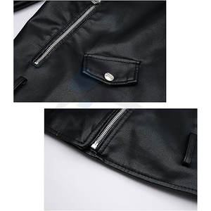 Chaqueta de Cuero Sintético para Mujer LIN, Cuello de Solapa, Cierre de Cremallera, Manga Larga, Estilo Motociclista, Chaqueta Corta, Prenda Exterior Elegante - Product Image 4