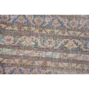 Alfombra clásica de lana turca Vintage azul Beige de 3,1x3,1 pies, alfombra bohemia de yute de tejido plano para sala de estar, patrón de retazos de látex - Product Image 5