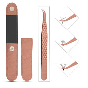 Meilleurs outils Pince à cils semi-incurvée en acier inoxydable de marque privée personnalisée Pointe pointue emballée dans une pochette d'une pièce - Product Image 1