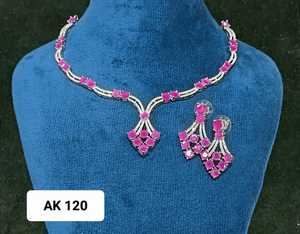 Conjunto de collar y pendientes de diamantes americanos de latón de diseño moderno para mujer, perfecto para fiestas, bodas, aniversarios - Product Image 1