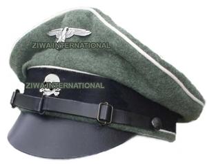 Gorra de Visera Verde SS de la Segunda Guerra Mundial Alemana, Edición Limitada, Fabricada en Fábrica, con Correa de Cuero e Insignia de Metal - Product Image 1