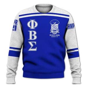 Phi Beta Sigma 1914 Pull Acrylique Tricot Grec Chenille Lettres Bleu Blanc Sigma Beta Fraternité Vêtements Pull - Product Image 3