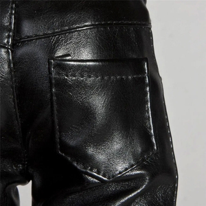 Chándal de cuero de estilo informal para hombre con chaqueta y pantalones con cremallera Ropa de calle elegante Patrón recto de moda - Product Image 6