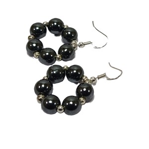 Boucles d'oreilles hématite de haute qualité perles à facettes pierre précieuse de guérison cristal bijoux de mode boucles d'oreilles ensemble bijoux pour femmes grossiste - Product Image 1