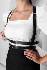 Leather Chest <b>Harness</b> For Women Stylish Adjustable Waist <b>Belt</b> Comfortable And Fashionable For Daily And Night Out Looks LWH-0078 - Product Image 3