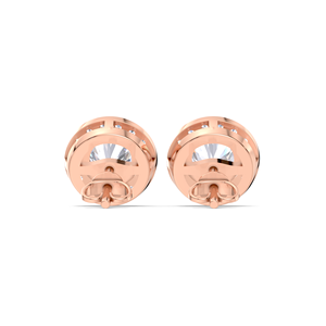 Boucles d'oreilles clous halo en diamant rond de 0,38 carat cultivé en laboratoire, en or jaune, blanc ou rose 14 carats, certifiées IGI, sertissage pavé classique, bijoux fins - Product Image 3