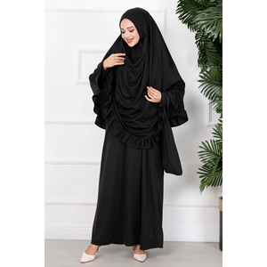 Robe de Prière Hijab à Volants Noir - Product Image 4