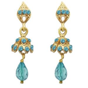 Kriaa <b>Blue</b> Austrian Stone Jhumki Earrings Gold-Plated Fashion Chandelier 1313703B - Product Image 1