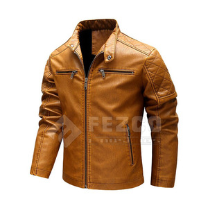 OEM Service Custom Logo Men Leather <b>Jacket</b> with Stand Collar and Front Logo <b>Waterproof</b> <b>Winter</b> <b>Jacket</b>-Best Price - Product Image 1