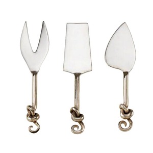 Ensemble de fromage en acier inoxydable de style occidental Conception de plumes Poignée gaufrée à la main Couverts bon marché Ensemble de fromage - Product Image 5