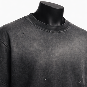 Camiseta Negra Oversize de Punto para Hombre, Estilo Urbano Premium, Vintage, Corte Regular, Lavado Ácido, Suministro al por Mayor - Product Image 5