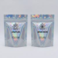 Sachet Doypack Holographique Personnalisé Refermable 8 oz 4x6 Pouces en Plastique Laser Anti-Odeur avec Fermeture Ziplock Mylar