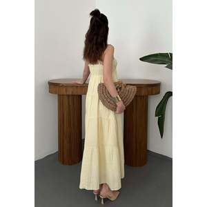 Vestido amarillo de muselina con tiras y rayas - Amarillo - Product Image 5