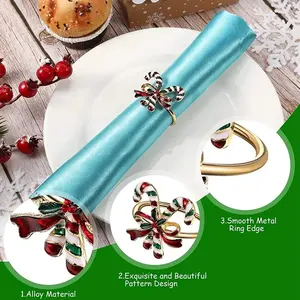 6 pièces de porte-serviettes de Noël fantaisie en acier inoxydable et aluminium pour la décoration de table de mariage et de fête - Product Image 3