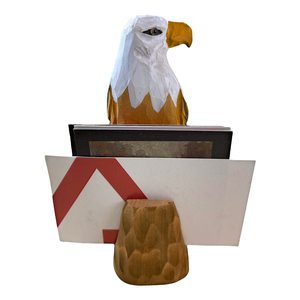 YEEYAYA intagliato a mano americano aquila calva in legno scultura porta biglietti da visita figurina regalo per la decorazione della casa - Product Image 3