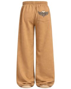 Pantalons de survêtement à jambes larges personnalisés avec imprimé flamme de chameau et crâne, style gothique surdimensionné, streetwear, pantalon de jogging en molleton, OEM ODM personnalisé - Product Image 4