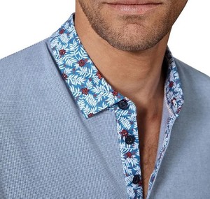 Men's 2025 Casual for Shirt Breathable 100% Cotton Knitted Fabric Short Sleeve for <b>Collar</b> with Solid Pattern Plain Dyed - Product Image 3