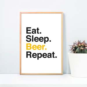 Comer. Dormir. Cerveza. Repetir. Impresión Artística en Papel Estilo Kunstdruck - Product Image 2