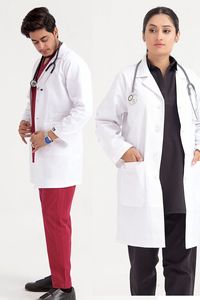 2025 dernière conception blouse de laboratoire de docteur à manches longues couleur unie de haute qualité conception personnalisée avec fermeture à pression/bouton - Product Image 5