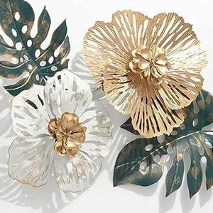 Arte de pared de hierro de lujo moderno sala de estar decoración del hogar hoja flor MARCO DE Metal pantalla Interior pieza colgante para cumpleaños - Product Image 6