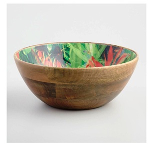 Ensemble de 4 bols à salade et plateau en bois de manguier de taille personnalisée faits à la main en Inde-pour les fêtes - Product Image 2