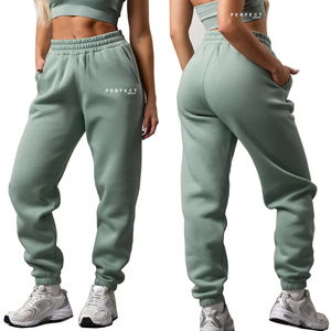 Haute qualité 100% coton pantalons de survêtement femmes doux polaire français éponge Joggers avec Logo personnalisé tenue décontracté pantalon pantalon - Product Image 2