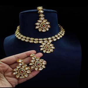 Kundan <b>Necklace</b> <b>set</b> with <b>Earrings</b> Jewelry <b>Set</b> <b>Gold</b> Plated Brass for Weddings Parties Anniversaries Bridal Wear for Engagement - Product Image 1