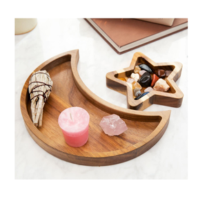 Plateau en bois de luxe en forme de demi-lune, plateau de service en bois pour aliments, biscuits et fruits, prix incroyable - Product Image 2