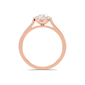 IGI Certified 1CT Lab Grown Marquise Cut Halo Diamond Engagement & Wedding <b>Ring</b> In 9K Yellow/White/Rose Gold - Product Image 4