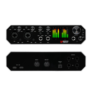 <span class=keywords><strong>Carte</strong></span> <span class=keywords><strong>Son</strong></span> Audio USB 4x4 <span class=keywords><strong>de</strong></span> Qualité Studio avec <span class=keywords><strong>MIDI</strong></span> In/Out, Entrée Optique, Mesure LCD, Gain Automatique et Anti-Clipping pour la Production Musicale - Product Image 1
