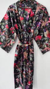 ชุดคลุมอาบน้ำกันหนาวให้ความอบอุ่นน้ำหนักเบาทำด้วยมือสไตล์อินเดียชุดกิโมโนผ้าฝ้ายลายดอกไม้สไตล์โบฮีเมียนผ้าทอพิมพ์ลายนก - Product Image 2