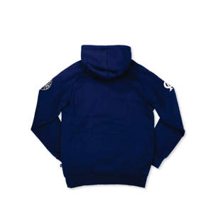 Custom Logo 60% Cotton 40% Polyester 350 gsm <b>Fleece</b> Chenille Embroidery <b>Navy</b> Blue CAGH Pullover Hoodie - Product Image 2