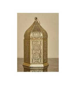 Set 2 Golden Moroccan Lanterns Dome <b>Top</b> Decorative Metal Candle Holders for Home Christmas Ramadan Eid Festive Decorations - Product Image 4