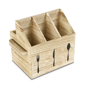 Caddy en bois avec cadre en fil métallique et solution de rangement pour compartiments pour outils de cuisine et fournitures de bureau DERNIÈRES - Product Image 4