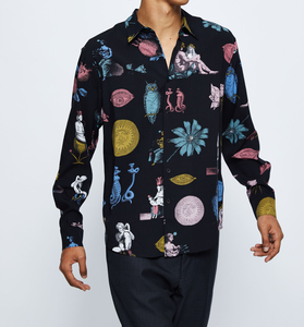 Top moda personalizada hombres Floral 100% poliéster Slim Fit manga larga camisas casuales verano doble botonadura camisas de vestir - Product Image 2