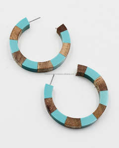 Top moderno y elegante aro colorido pendiente bohemio Metal Simple madera Metal pendientes geométricos grandes pendientes colgantes redondos - Product Image 2