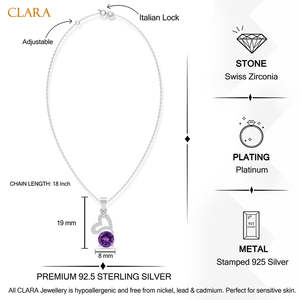 Chaîne pendentif Cœur violet Venti en argent plaqué rhodium et or, style tendance, ornée d'améthyste, de zircon et de diamant, pour fiançailles chrétiennes - Product Image 5