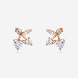 92.5 Sterling <b>Silver</b> <b>Stud</b> <b>Earrings</b> with Plant Design for Gifts Parties Weddings Engagements - Product Image 1