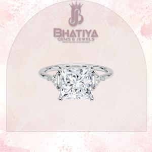 Princesse coupe 1-3 CT centre pierre laboratoire cultivé diamant et la bague de fiançailles Art déco cadeau en or massif pour unisexe - Product Image 5