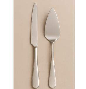 Shine Full metal espejado pulido pastel cuchillo y servidor Conjunto elegante de acero inoxidable postre dúo para bodas Celebración de lujo - Product Image 1