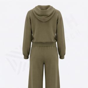 Ensemble de survêtement pour femme d'hiver, à capuche évasée, 100% coton éponge, surdimensionné, streetwear, ensemble de survêtement, pantalon de survêtement court, sweat à capuche à manches longues, salle de sport - Product Image 2