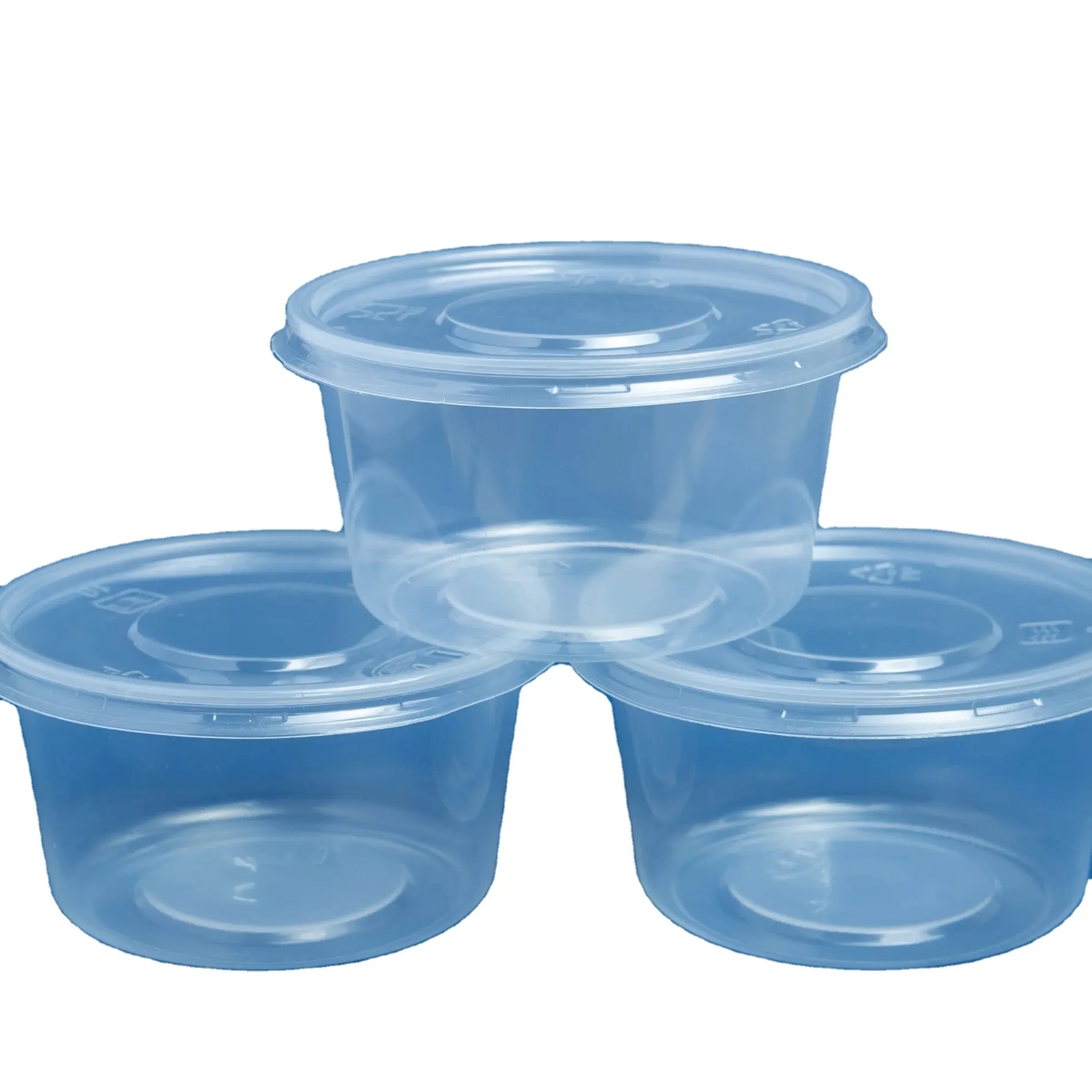 Fabrikant Goedkope Prijs Ronde Vorm Herbruikbare Plastic Voedselcontainer Met Deksel 350/500/550/600/700/1000/1200Ml Transparant