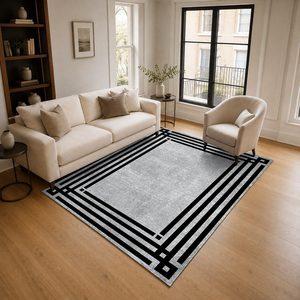 Tapis de salon LXDP-0780 RUGS DEPOT, gris argenté, traditionnel oriental, imprimé numériquement, lavable en machine, en chenille, antidérapant - Product Image 2