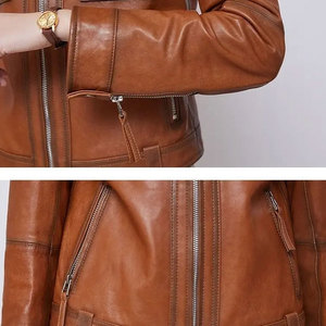 Vestes en cuir pour femmes, manteaux personnalisables pour filles, vestes en cuir véritable en gros, vêtements de mode, coupe ajustée, manches longues - Product Image 3