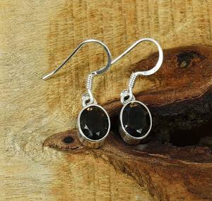 Boucles d'oreilles clous en argent sterling plaqué or avec quartz fumé, design élégant et unique, pierre de naissance de novembre, cadeau de fête pour femme - Product Image 1