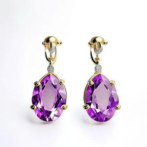 Joyería de moda hermosa forma geométrica elegante pendientes de gota de amatista azul para mujer pendiente - Product Image 3