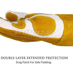 ถุงมือเชื่อมหนังคุณภาพสูงแบบกำหนดเองปี 2025 ทนไฟ กันลื่น ทนทาน หนา 11 ออนซ์ - Product Image 3