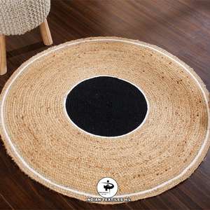 Tapis de jute tressé rond décoratif moderne luxueux revêtement de sol Design géométrique fait à la main directement de l'usine ITHL - Product Image 2