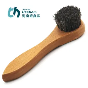 Factory Supplier Beech Wood Long Handle Horsehair Sneaker Cleaning Brush Shoe Polishing Care Brush for Leather