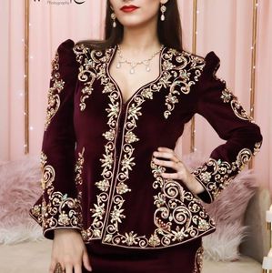 Veste en velours élégante et moderne @ 2022, nouveau, qipaon colorée, perles de cristal, pierre de verre pour tenue de fête/mariage - Product Image 1
